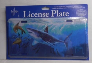 Guy Harvey License Plate Shark & Seals Coastal Ocean Scene 11-7/8" x 6" H Metal - Picture 1 of 2