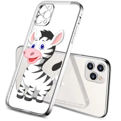 Custodia cover per iPhone 13 12 11 X XS 7 8 in Tpu morbido placcato Argento 1066 - Immagine 1 di 3