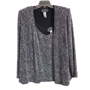 Alex Evenings Conjunto Top Blazer Mujer 2 Piezas Metálico Plateado Negro Brillo 2XL 168 - Imagen 1 de 6