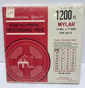 Vtg NOS Realistic 7" Professional Recording Tape Mylar 1200 Ft. 44-736 Sealed SF - Picture 1 of 6