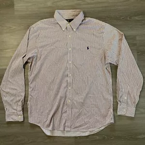 Ralph Lauren Performance Button Down Shirt Mens 2XL Slim Fit White Maroon - Picture 1 of 11