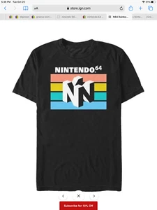 Nintendo 64 Mario retro Game Console Shirt Black Mens Official Merch 1996 size s - Picture 1 of 4