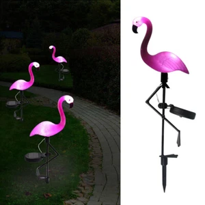 2PCS Solar Pink Flamingo LED Light Garden Patio Lawn Landscape Lamp Ornament - Picture 1 of 12