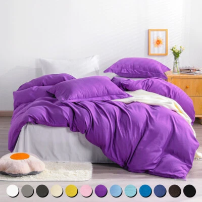 Juego de funda nórdica y funda de almohada de microfibra cepillada doble bonitos colores ricos Foto 1 de 4