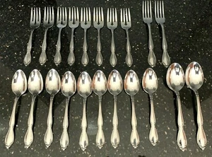 21 pcs Oneida Heritage Strathmore stainless Flatware SALAD FORK TEASPOON SPOON - Picture 1 of 10