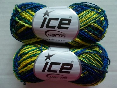 Hilo texturizado acrílico llama, amarillo/azul, lote de 2 (165 yardas ea) Foto 1 de 2