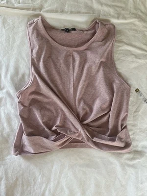 Camiseta sin mangas Zobha Twist Front XL | Camiseta sin mangas recortada rosa polvorienta Foto 1 de 4