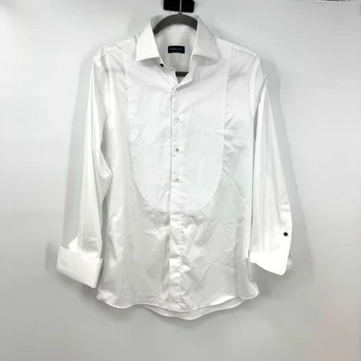 Camisa Esmoquin de Tela Propia 15 Blanca Puño Francés Texturizada Boda Evento Corbata Negra Foto 1 de 4
