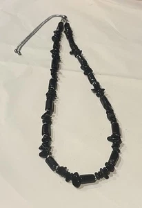 Black Gemstone Onyx Adjustable Length Necklace HM - Picture 1 of 6