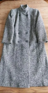 Vtg 1970s Forecaster of Boston Womens Sz 11/12 Coat Gray Herringbone Wool Tweed - Picture 1 of 12