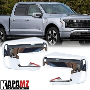Pair Chrome Side Mirror Cover w/ Turn Signal Hole For 2021-2025 Ford F150 F-150 - Picture 1 of 15