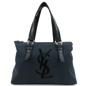 SAINT LAURENT YSL Logo Canvas Tote Bag Black - Picture 1 of 22