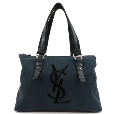 SAINT LAURENT YSL Logo Canvas Tote Bag Black - Image 1 of 4