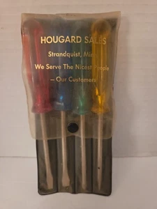 4 Screwdrivers In Plastic Advertising Case From Hougard Sales Strandquist, Minn. - Picture 1 of 12
