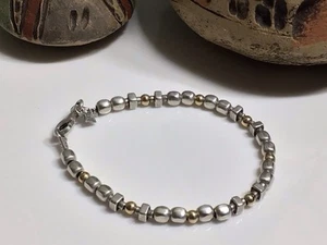 Silpada 925 Sterling Silver Gold-Filled Geometric Bead Bracelet 7.5” B1213 - Picture 1 of 9