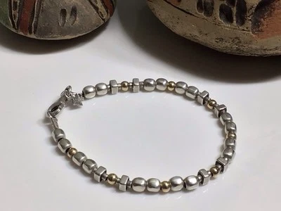 "Brazalete de cuentas geométricas de plata de ley 925 Silpada 7,5"" B1213" Foto 1 de 4
