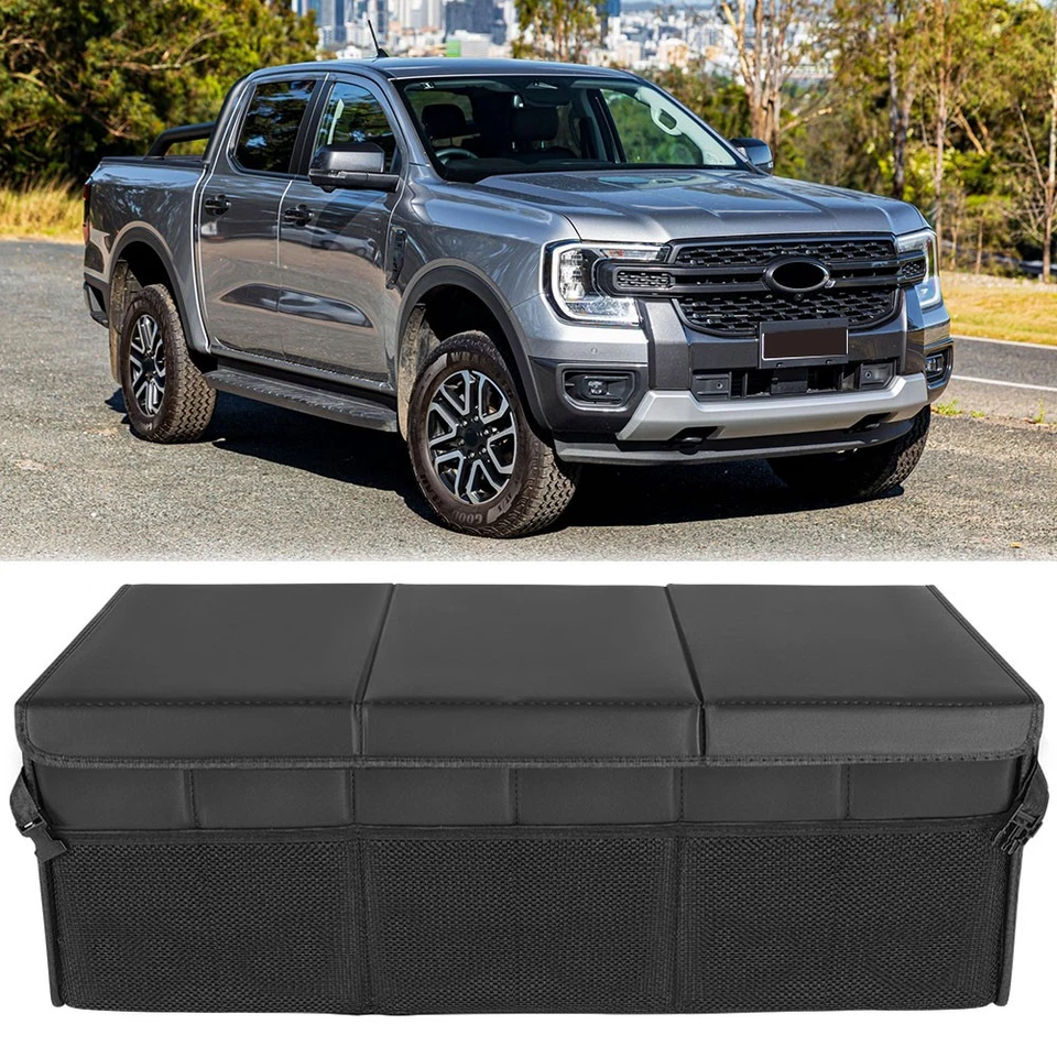 Caja de almacenamiento de carga plegable organizadora de maletero de coche cuero PU para Ford Ranger XL, XLT Foto 1 de 4