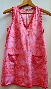 TCEC Dress M Sheath Hamptons M Violet & Red Floral Bric A Brac Trim Pockets Zip - Picture 1 of 10