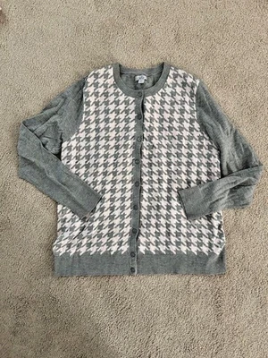 Cárdigan para mujer Croft&Barrow XL gris y rosa a cuadros algodón/rayón/nylon nuevo sin etiquetas Foto 1 de 4