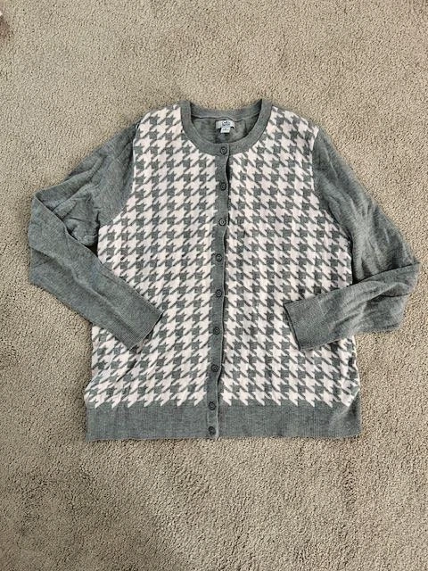 Cárdigan para mujer Croft&Barrow XL gris y rosa a cuadros algodón/rayón/nylon nuevo sin etiquetas Foto 1 de 4