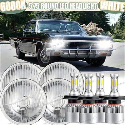 For Chevrolet Caprice 1966-1976 6000K 5 3/4" 5.75"inch LED Headlights Hi/Lo DRL - Image 1 of 4