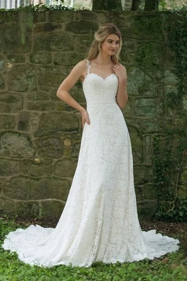 Sincerity Bridal Style# 44063 Allover Lace A-Line Gown with Illusion Back SZ 14 - Image 1 of 4