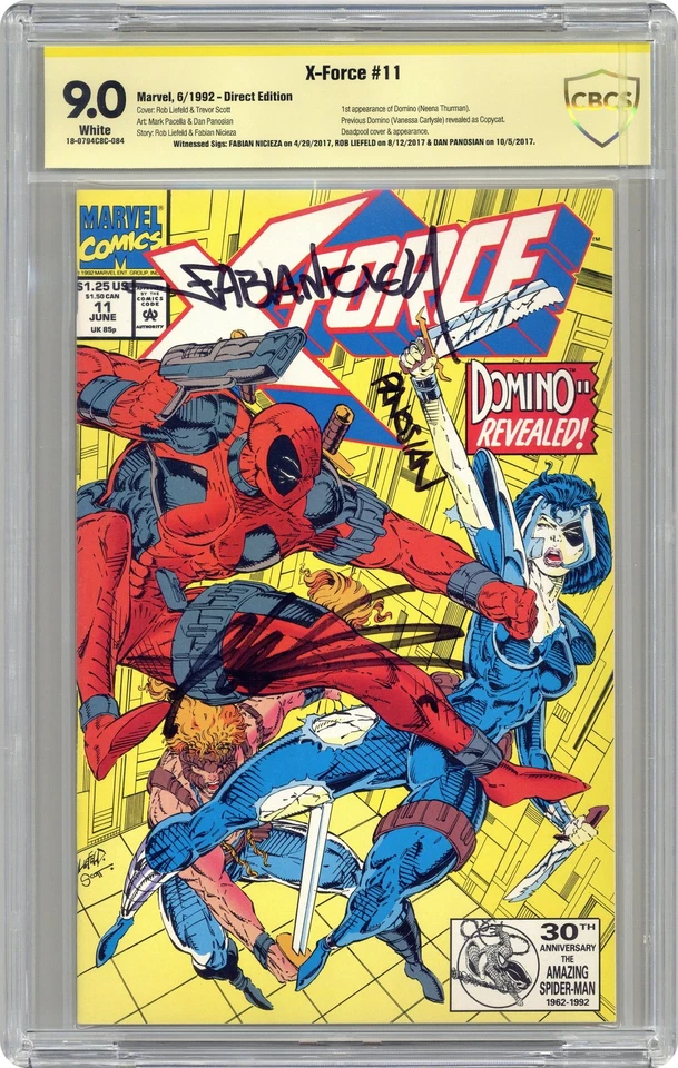 X-Force #11D CBCS 9.0 Witnessed Sig Nicieza/Liefeld/Panosian 1992 18-0794C8C-084 - Image 1 of 1