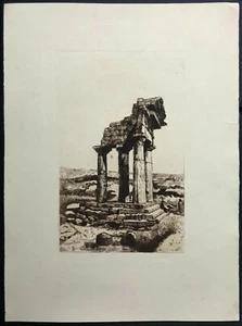 ETCHING Architecture ~ COLUMNS OF CASTOR & POLLUX ~ c1890 Sicily JOSEPH PENNELL? - Picture 1 of 6