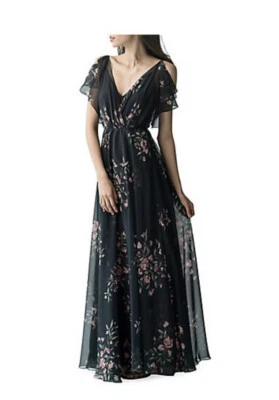 Floral print Jenny Yoo Cassie Bridesmaid/Prom Maxi Dress Size 4 - Image 1 of 4