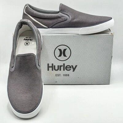 Hurley Men's Arlo Slip-On Deck Shoe Casual Canvas Sneakers (Gray / White) NEW - Image 1 of 4