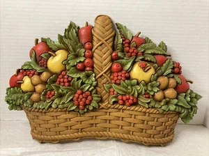 1978 Homo Home Interiors Fruit Basket Retro Decor Wall Hanging  Apple Cherry - Picture 1 of 11