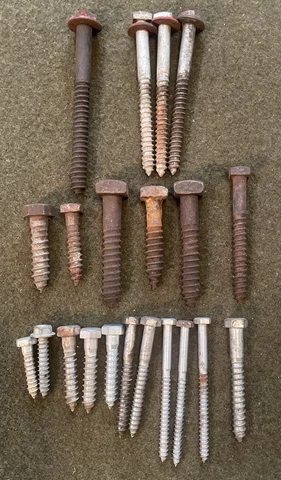 Vintage Lag Bolt steel Screw lot Blacksmith vintage rustic Square Repurpose Cover