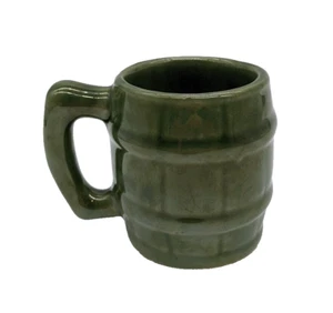 Vintage Van Briggle Pottery Green 3.5" Barrel Mug Colorado Springs Colorado - Picture 1 of 9