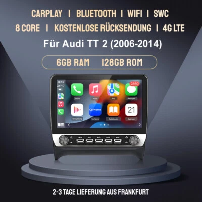 Carplay Android 14 Autoradio GPS Navi WIFI BT USB SWC 128G Für AUDI TT 2006-2014 - Bild 1 von 4
