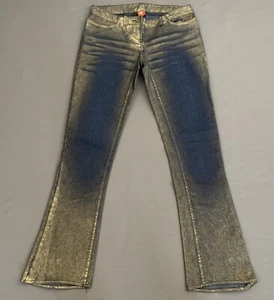 DONDUP BOOTCUT JEANS - Denim Dorado y Azul Talla Cintura 29" - Pierna 32" Hecho en Italia - Imagen 1 de 10