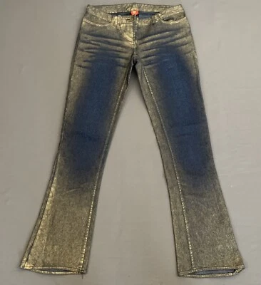 DONDUP BOOTCUT JEANS - Gold & Blue Denim Size Waist 29" - Leg 32" Made in Italy - Image 1 of 4