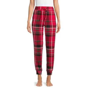 SLEEPWEAR Women's SIZE L 12-14 Hacci Knit Pajama Jogger Pants Color Red Plaid - Picture 1 of 10