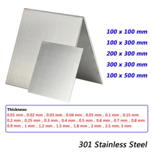 301 Stainless Steel Sheet Plate Thick 0.01mm - 3mm Cut 100*100/200*300/300*300mm - Picture 1 of 11