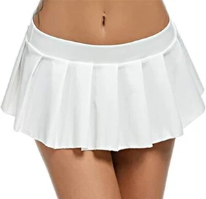 992 - Plus Size Sexy Schoolgirl Stretchy Pleated Short Mini Shiny Flared Skater - Picture 1 of 6