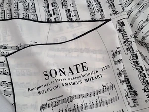 Bufanda de seda de sonata Wolfgang Amadeus MOZART rara de colección. - Imagen 1 de 13