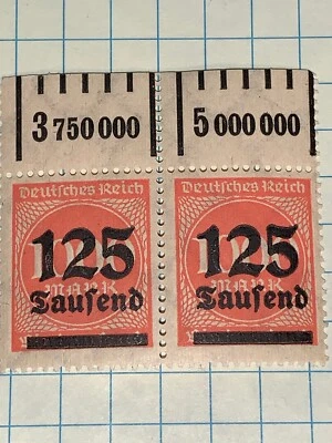 Germany S#288 Plate Block 125T Over Print 1000m  MNH Margin 1923 - Image 1 of 4