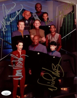 Star Trek: TNG 8x10 Signed Cast x4 JSA De Boer, Shimerman, Siddig, Visitor JSA - Image 1 of 2