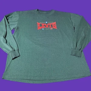 Vintage Levi Strauss T Shirt XL Green Long Sleeve Skater Grunge XX 90s USA - Picture 1 of 12