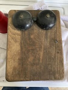 Antique Wooden Hand Crank Wall Phone Ringer Box 5 Bar Magneto