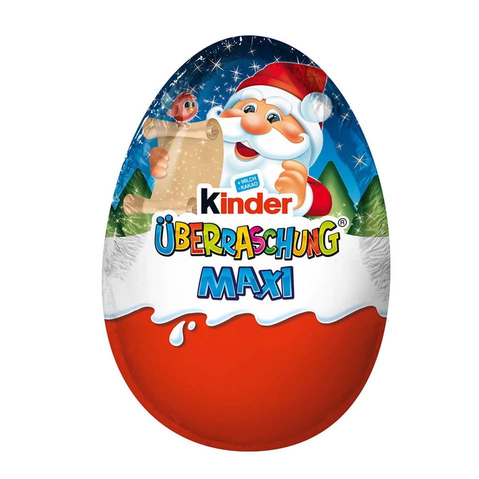 WEIHNACHTEN-SCHOKOLADE kinder sorpresa maxi uovo di cioccolato con una sorpresa 100g