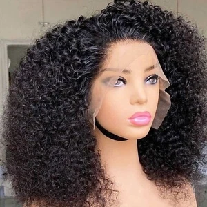 Bob Wig Human Hair Kinky Curly 13x4 Lace Front Wigs Human Hair 180 Density Gl... - Picture 1 of 6