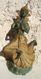 Danseuse Aspara en bronze creux dorée 20 cm Thaïlande  Art Asie