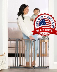 Puerta de seguridad para bebés incluye decoración puerta de madera metal US NUEVO - Imagen 1 de 8