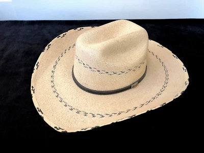 ATWOOD Hereford Low Crown PINTO Palm Leaf 7X COWBOY HAT 6 3/4~Long OVAL~4" BRIM - Image 1 of 4