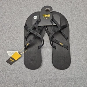 TEVA Olowahu Mush Flip Flops Thong Sandals Women Size 10 Black NWT - Picture 1 of 14